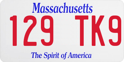 MA license plate 129TK9