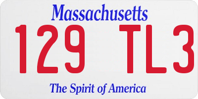 MA license plate 129TL3