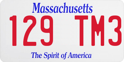 MA license plate 129TM3