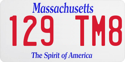 MA license plate 129TM8