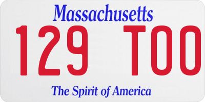 MA license plate 129TO0