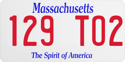 MA license plate 129TO2