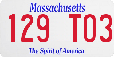 MA license plate 129TO3