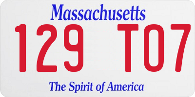 MA license plate 129TO7