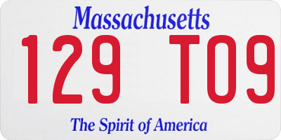 MA license plate 129TO9