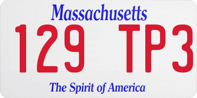 MA license plate 129TP3
