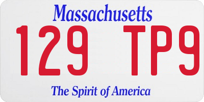 MA license plate 129TP9