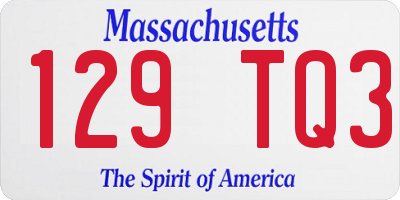 MA license plate 129TQ3