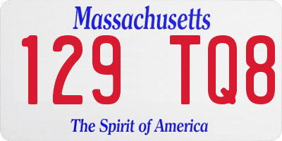 MA license plate 129TQ8