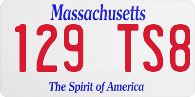 MA license plate 129TS8