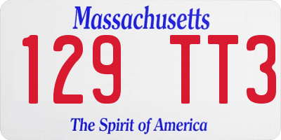 MA license plate 129TT3