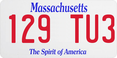 MA license plate 129TU3