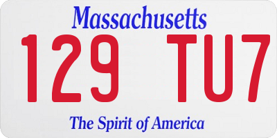 MA license plate 129TU7