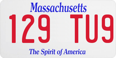 MA license plate 129TU9