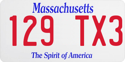 MA license plate 129TX3