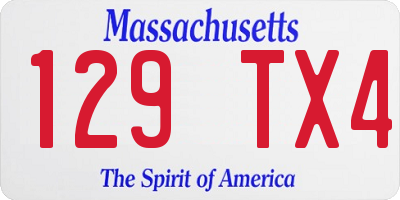 MA license plate 129TX4