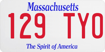 MA license plate 129TY0