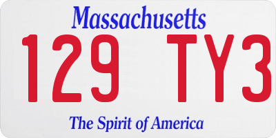 MA license plate 129TY3