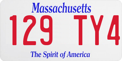 MA license plate 129TY4