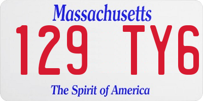 MA license plate 129TY6