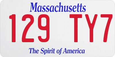 MA license plate 129TY7