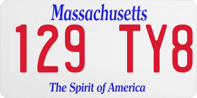 MA license plate 129TY8