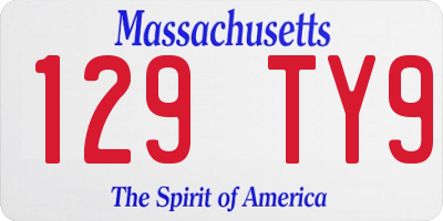 MA license plate 129TY9