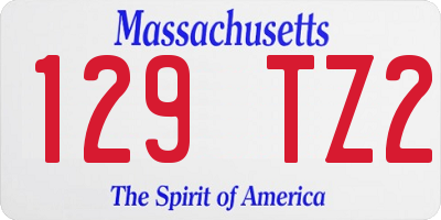 MA license plate 129TZ2