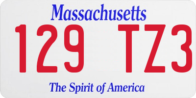 MA license plate 129TZ3