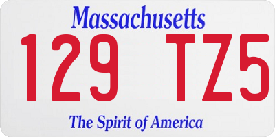 MA license plate 129TZ5