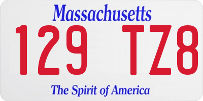 MA license plate 129TZ8