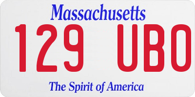 MA license plate 129UB0
