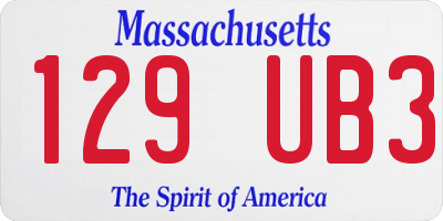 MA license plate 129UB3