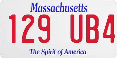 MA license plate 129UB4