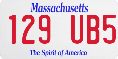 MA license plate 129UB5