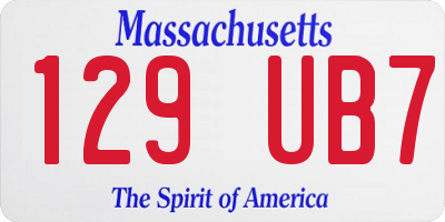 MA license plate 129UB7