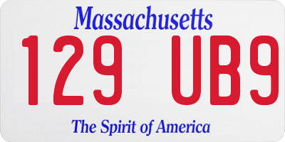 MA license plate 129UB9