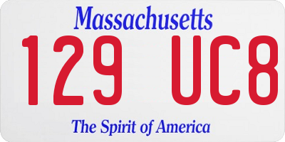 MA license plate 129UC8