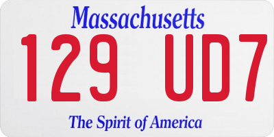 MA license plate 129UD7