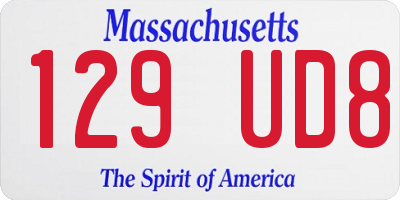 MA license plate 129UD8
