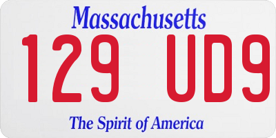 MA license plate 129UD9