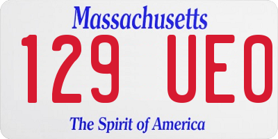 MA license plate 129UE0
