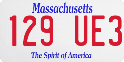 MA license plate 129UE3