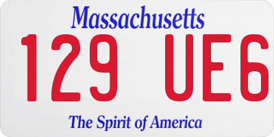 MA license plate 129UE6