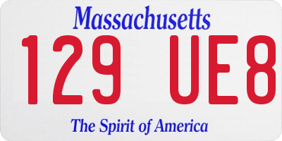 MA license plate 129UE8