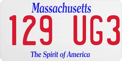 MA license plate 129UG3