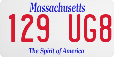 MA license plate 129UG8
