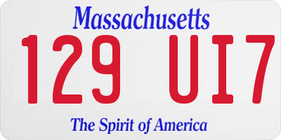 MA license plate 129UI7