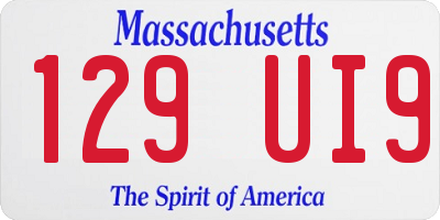 MA license plate 129UI9