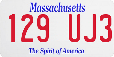 MA license plate 129UJ3